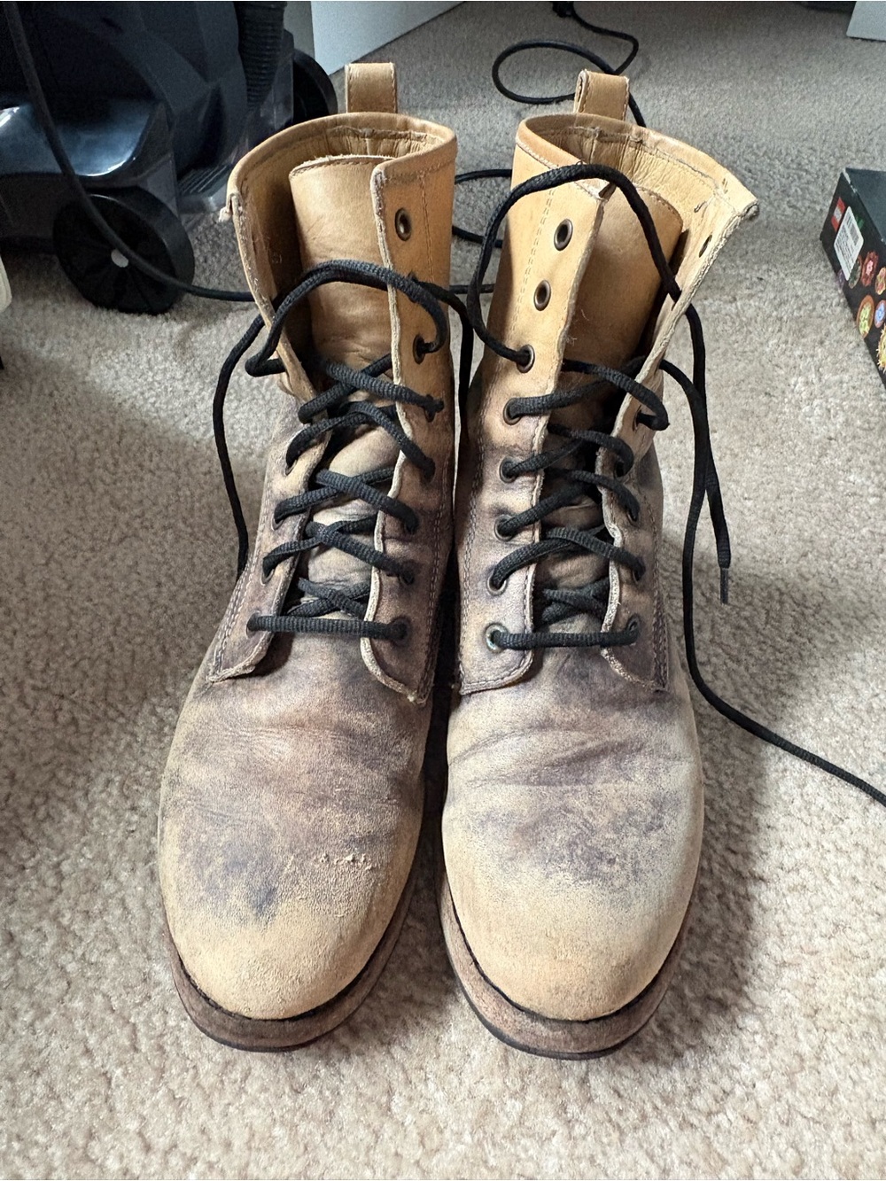 Frye Women's Tan Lace-Up Combat Boots